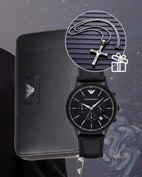 Комплект часы Emporio Armani и портмоне ARMANI + крест Доминика Торетто в подарок!